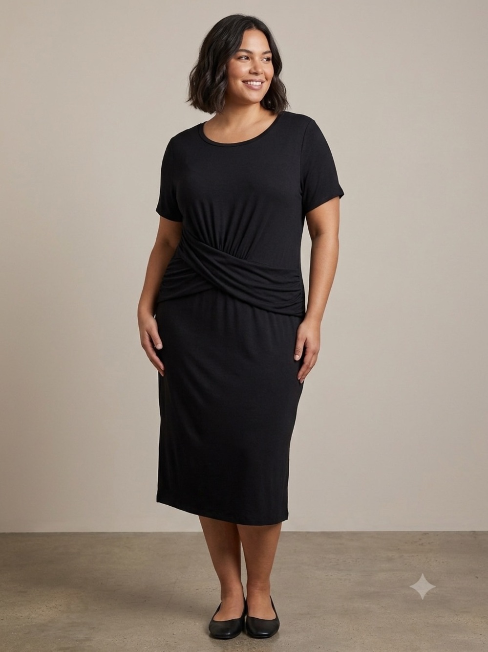 By Anthropologie Sz XL Charcoal Grey Jersey Relaxed Casual Midi Dress